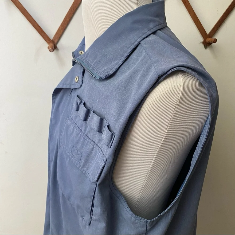 Vintage 90s Hunting Fishing Blue Utility Vest Large